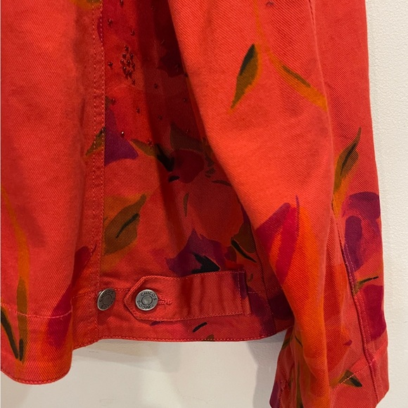 Chicos Denim Floral Jacket - Picture 9 of 13